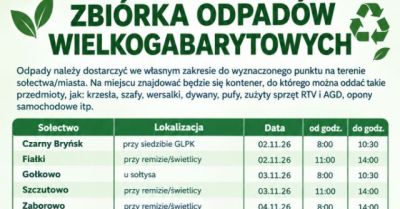 Zbiórka odpadów wielkogabarytowych od 2 listopada